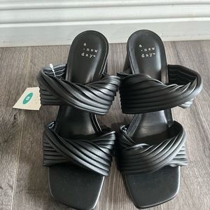 a new day Black Twisted Strap Heeled Sandals